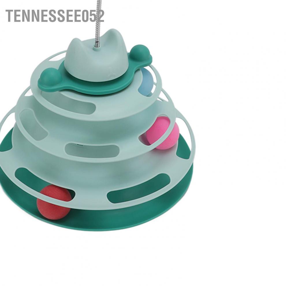 Tháp bóng lăn bàn xoay 4 tầng gắn thanh lông vũ thích hợp làm bài tập cho mèo vận động