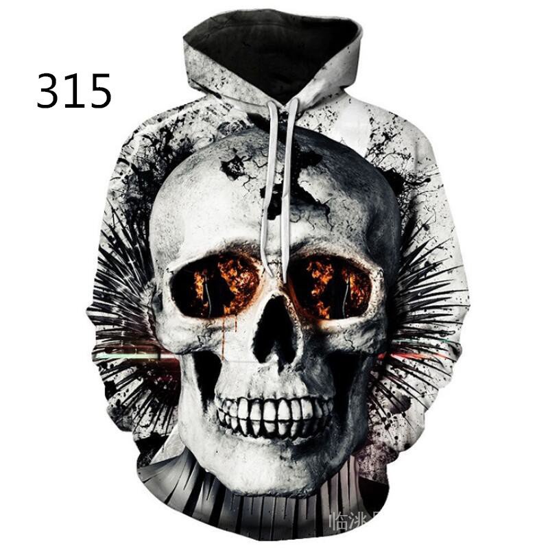 Áo Khoác Hoodie Hai Mặt In Họa Tiết Đầu Lâu 3d Phong Cách Đường Phố Âu Mỹ Thời Trang Mùa Thu Cho Nam B0UK
