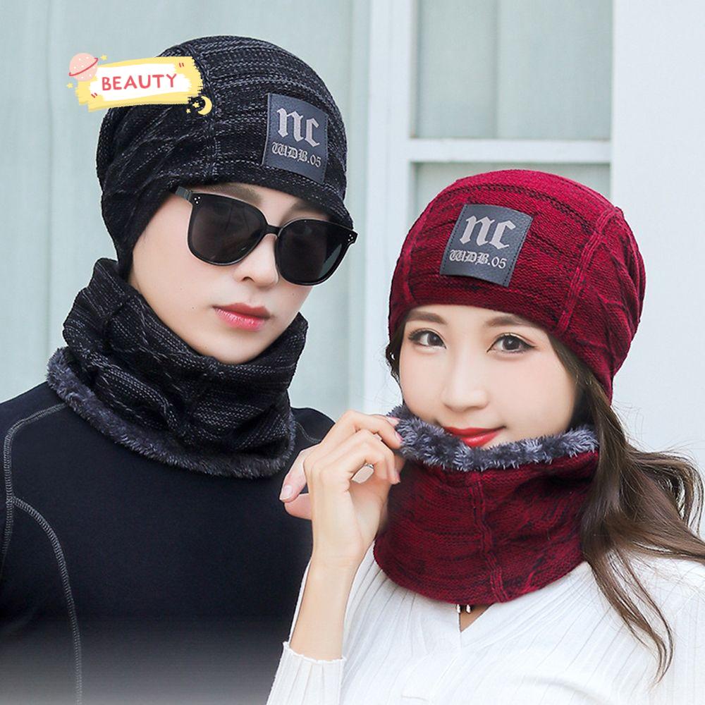 Mũ beanie Kèm Khăn Choàng Cổ Giữ Ấm Cho Nam Và Nữ