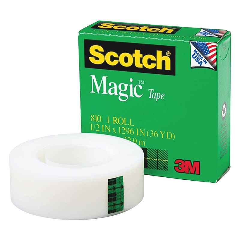 Băng Keo Ma Thuật 3M 810 Scotch Magic Tape 1/2 In x 36 yd - 12,7mm x 32.9m - Hàng Chính Hãng - Hibucenter