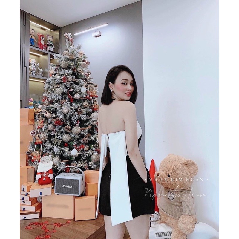 JUMPSUIT ĐỎ - ĐEN PHỐI MÀU