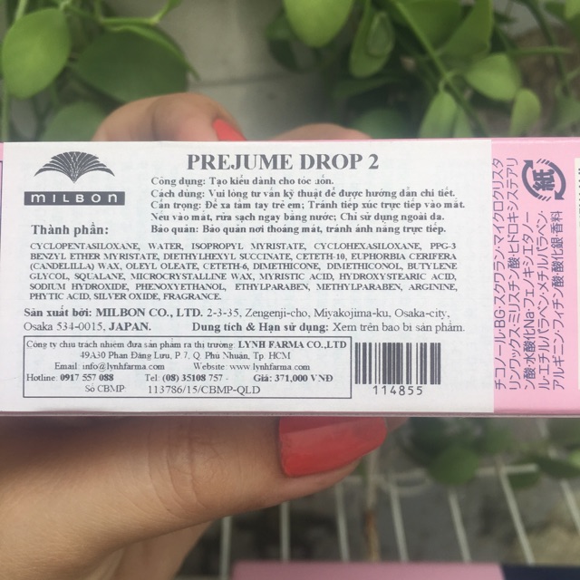 Tạo kiểu tóc uốn Milbon Prejume Drop 100g "