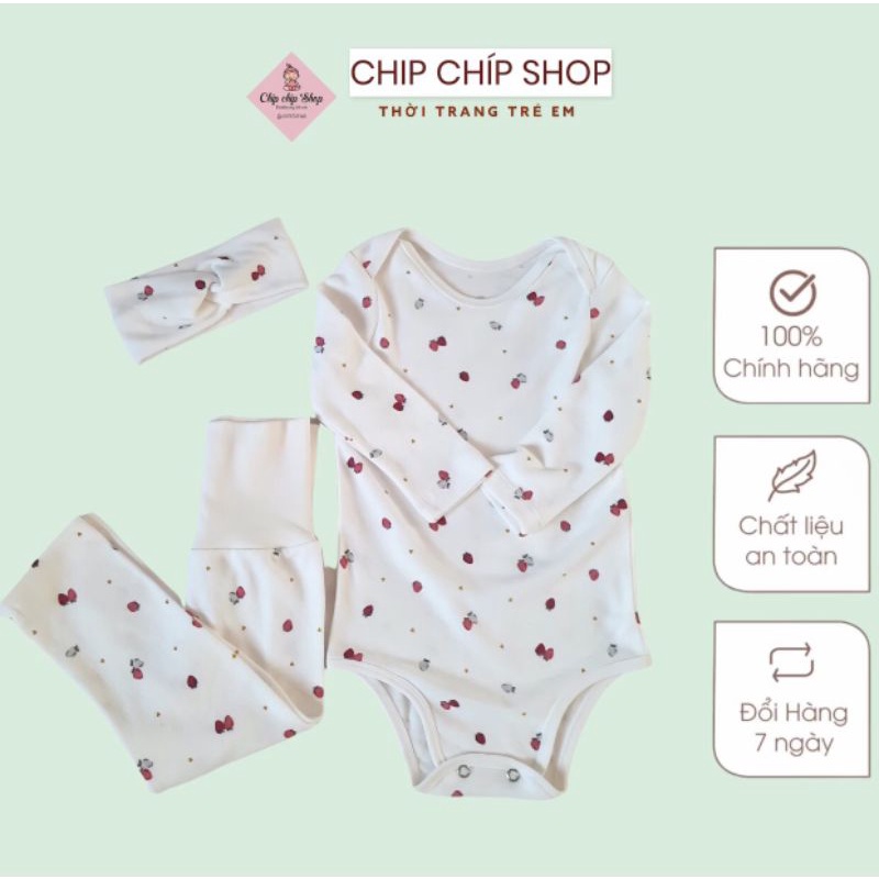 Bộ bodysuit cánh tiên dài tay,quần cạp cao tặng kèm turban   cho bé gái