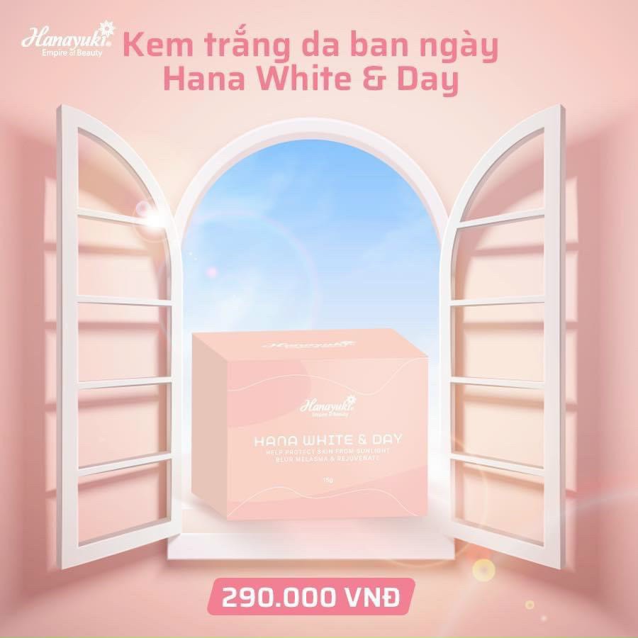 [CHÍNH HÃNG HANAYUKI] Kem Dưỡng Trắng Da  Ngày  và Đêm Hana White &amp; Day Hanayuki an-kem dưỡng trắng an tòan rạng rỡ