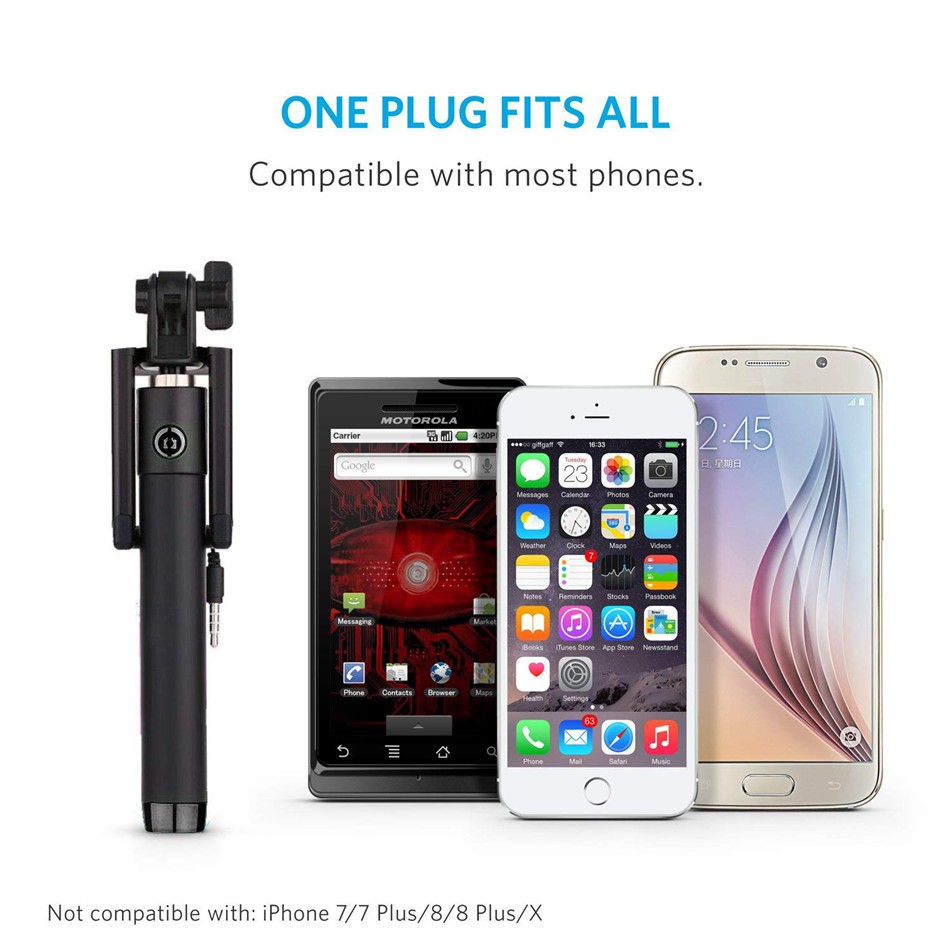 Selfie stick điện thoại monstick stand stand có nút điều khiển có dây cho điện thoại thông minh iPhone Android