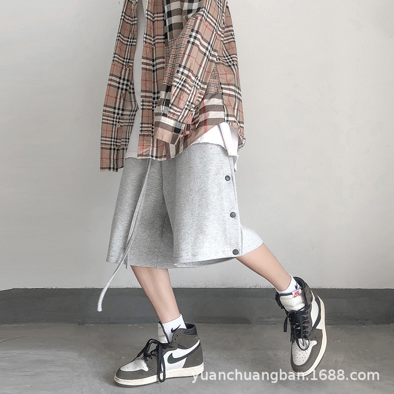Quần short nam MANTO quần đùi lửng thể thao mặc nhà đường khuy nút trơn 2 bên Unisex QSK02