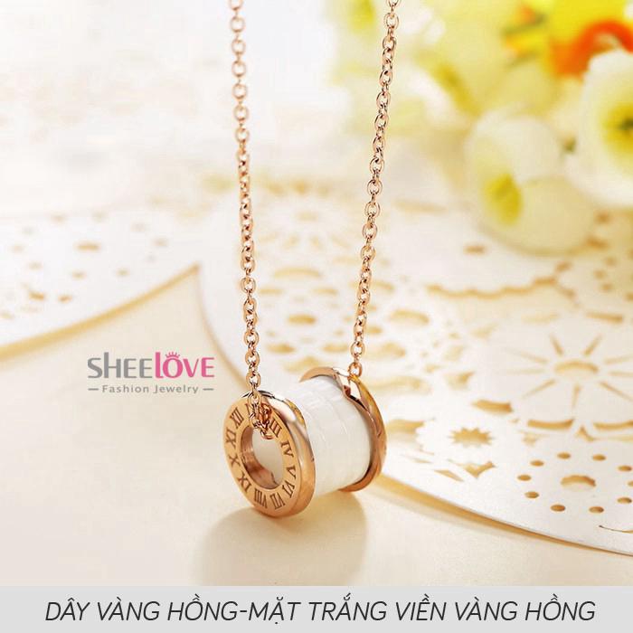 Dây Chuyền Titan Nữ Mặt Khối Trụ Khắc Số La Mã TG-1026