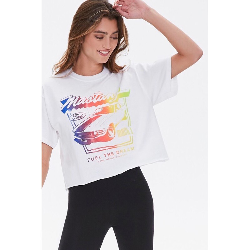 Áo thun crop top form rộng F21 xin