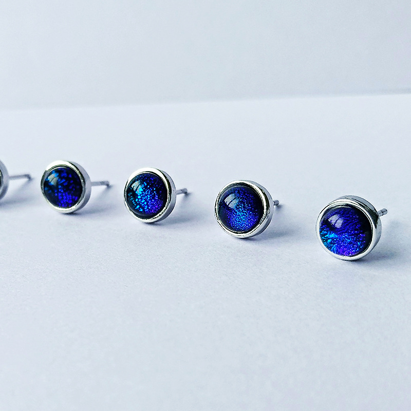 Khuyên tai đính đá Sapphire nhân tạo phong cách Hàn