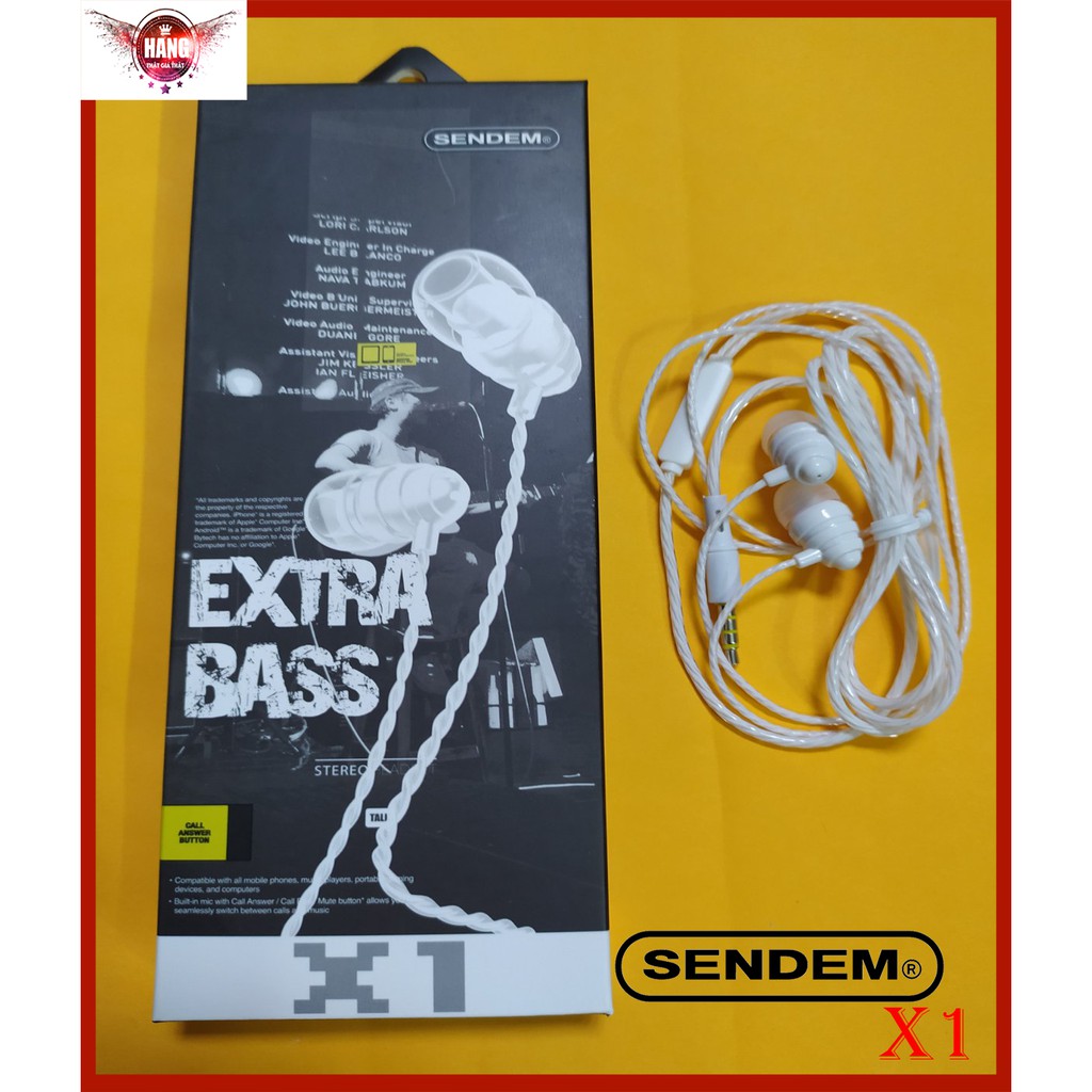 Tai Nghe Sendem X1 Extra Bass ✓ Âm thanh siêu trầm ✓ dây chống đứt - Hồ Phạm