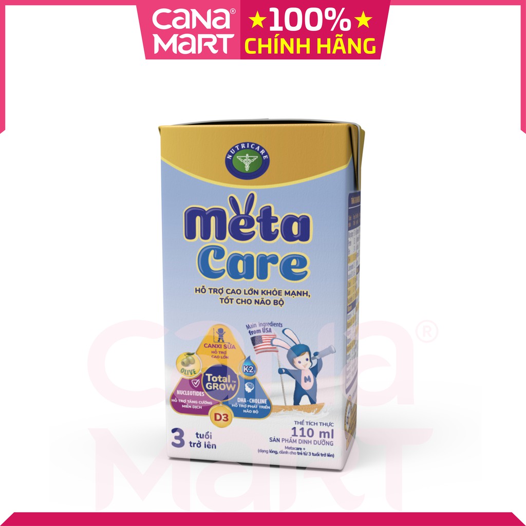 Sữa nước pha sẵn Nutricare Metacare vàng giúp bé phát triển não bộ, hỗ trợ tiêu hóa (110ml)