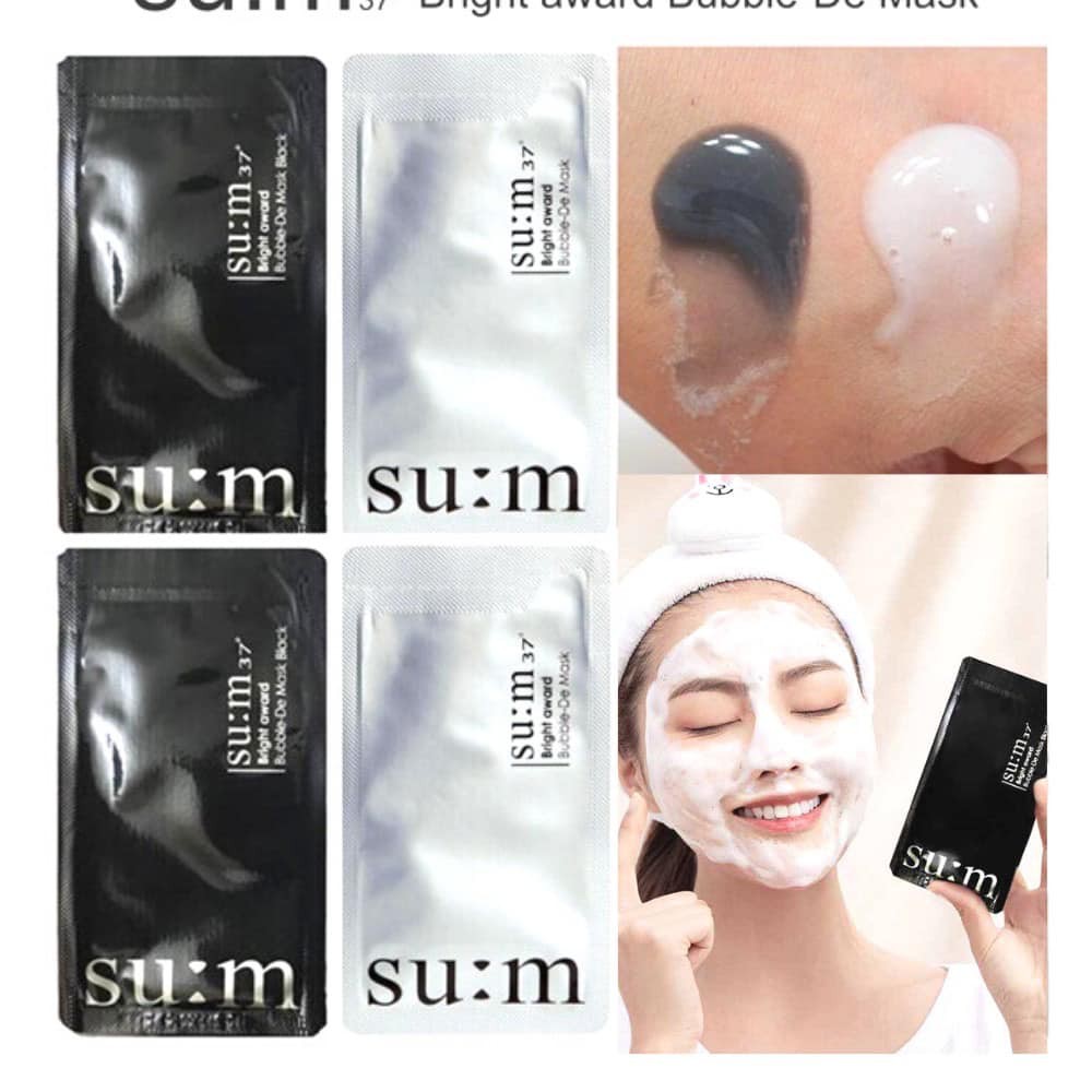 Combo 10 gói mặt nạ sủi bọt thải độc Sum Trắng - Su:m37 Bright Award Bubble-De Mask