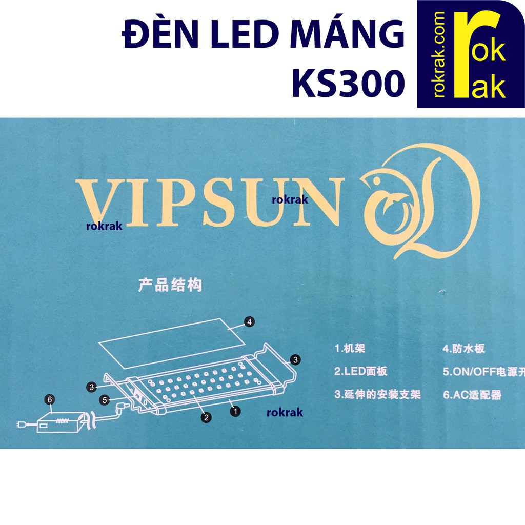 GIÁ SỈ-Đèn LED máng VipSun KS-300 cho bể cá, hồ thủy sinh size 30-35cm