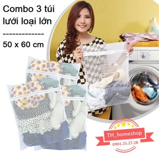 Combo 3 túi lưới giặt đồ loại lớn 50 x 60 cm