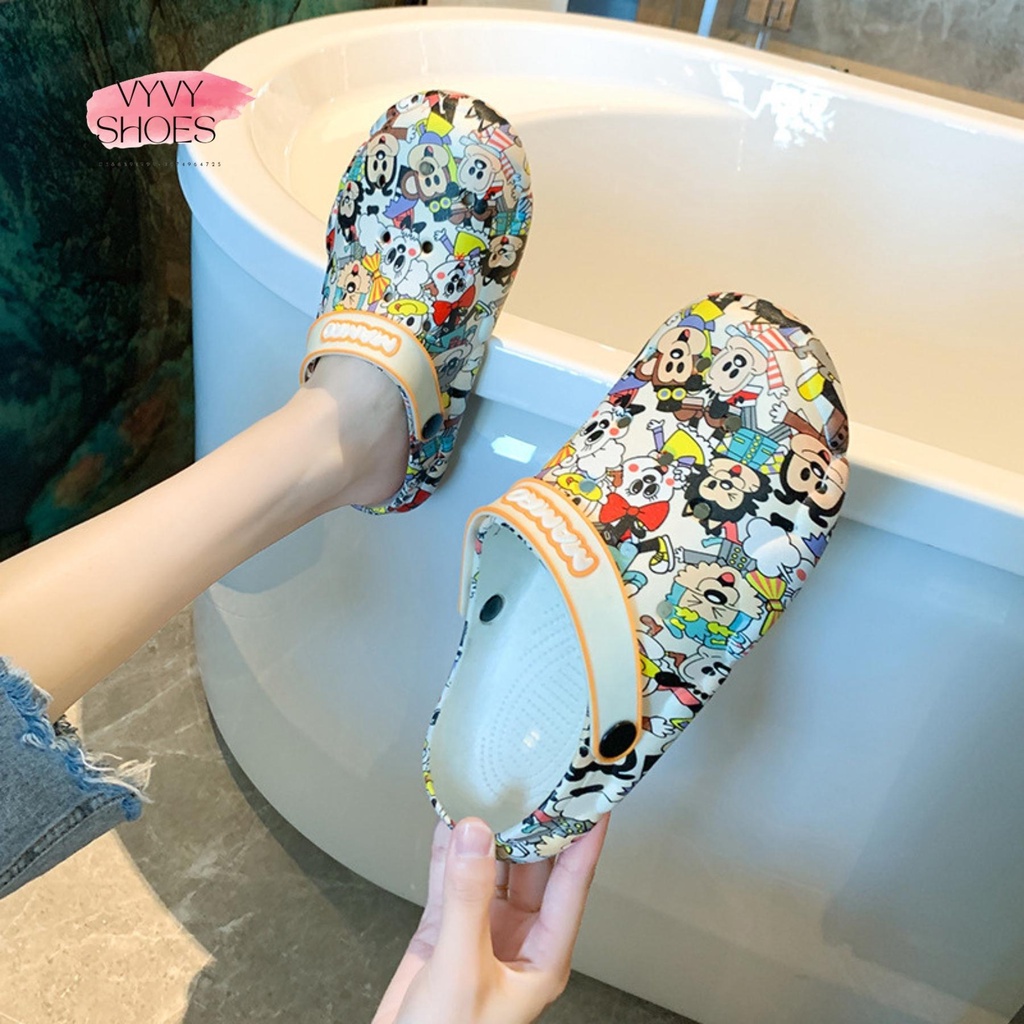 Dép Cross nữ kèm charm, dép bánh mì nữ đế cao siêu dễ thương, cực êm chân giúp cho outfit của bạn chất hơn