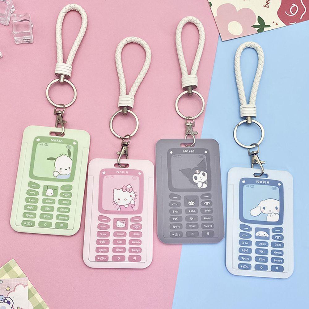 LANFY Thẻ Túi Đựng Thẻ / Chìa Khóa / Xe Buýt Họa Tiết Kuromi Melody Kitty Cinnamoroll Purin Kèm Dây Đeo Tay Tiện Dụng Ốp
