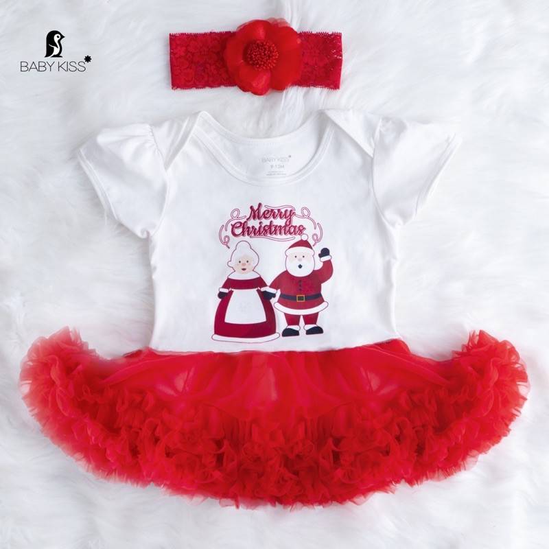 Set váy noel váy giáng sinh cho bé gái sơ sinh Baby Kiss từ 3-13kg