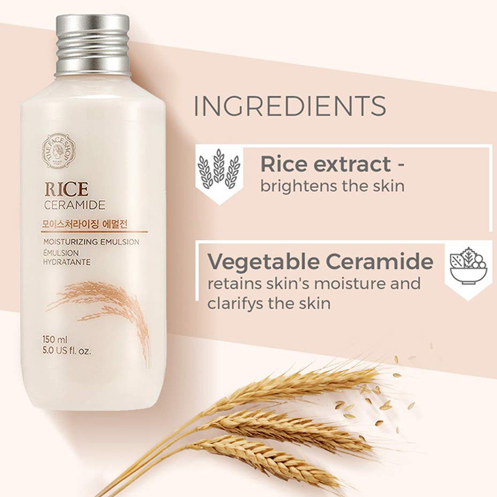 SỮA DƯỠNG GẠO LÀM SÁNG DA RICE CERAMIDE MOISTURIZING EMULSION THE FACE SHOP 150ML