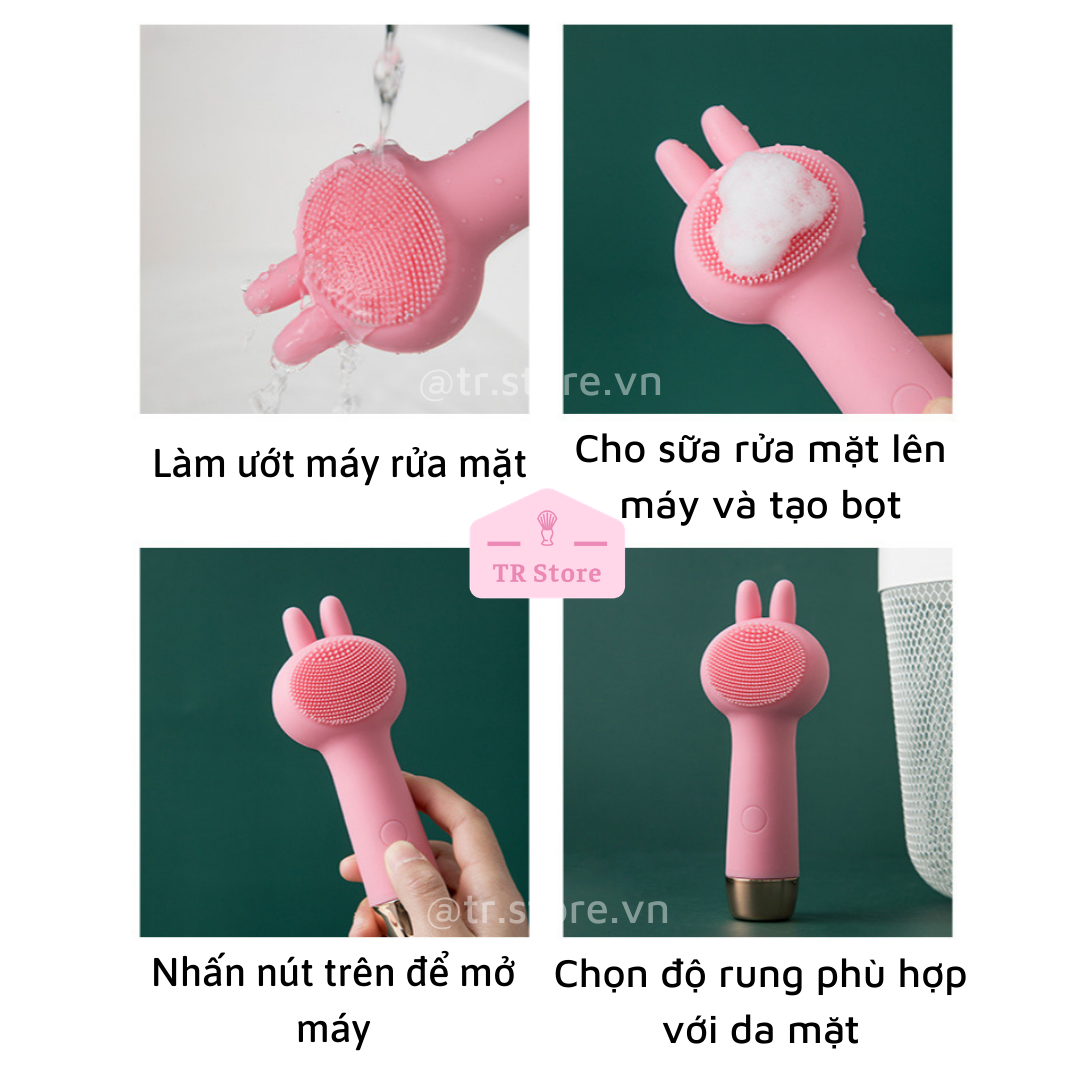 Máy rửa mặt Line Friends gấu Brown và thỏ Cony làm sạch sóng âm hãng Inshimanjia