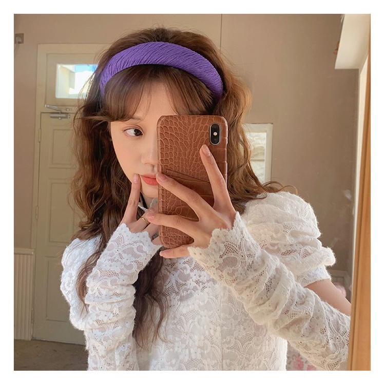 Bờm cài tóc tone màu tím bản to phong cách Hàn Quốc cho nữ YOS