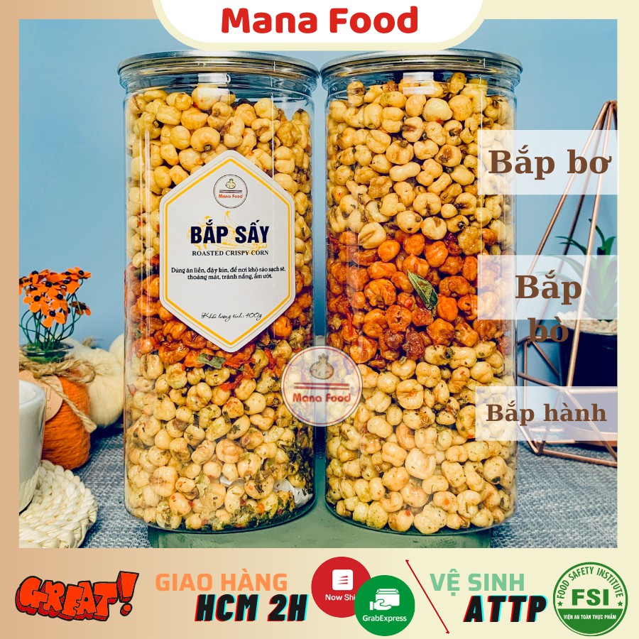 400G Bắp Sấy Tam Vị Mana Food | Bắp mix, ngô sấy cay giòn thích mê