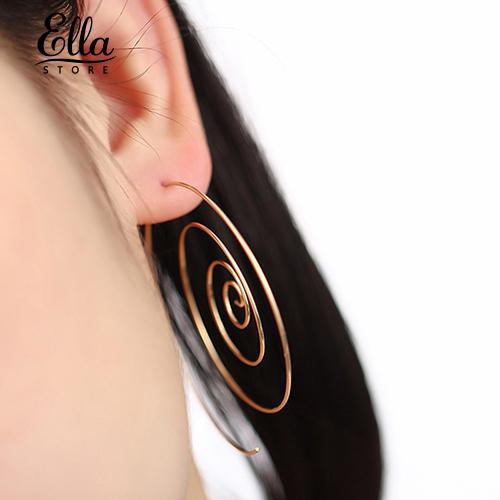 Ellastore lady RomanticGoldplated Earring Round Spiral Shape Earrings