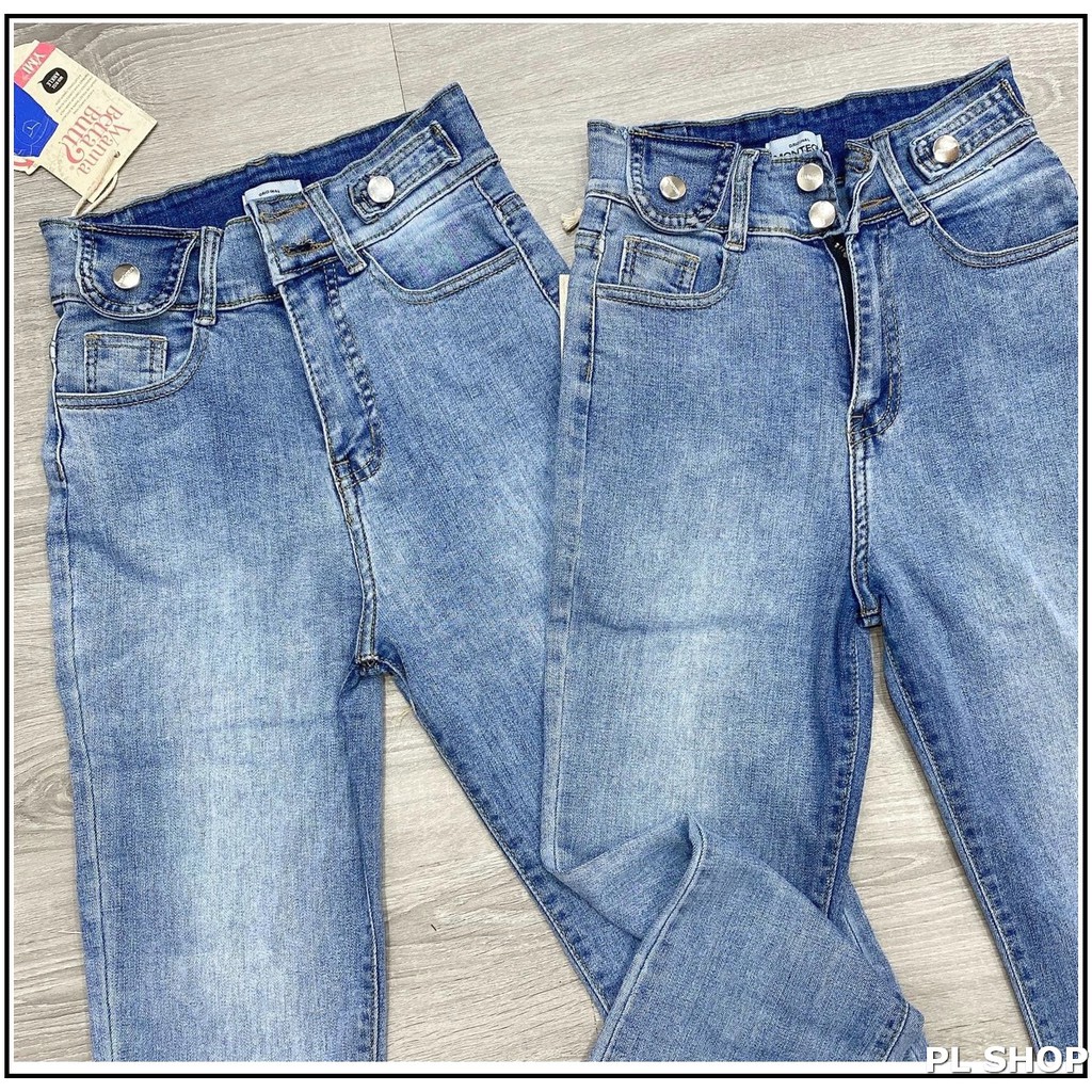 Quần jean nữ ỐNG LOE MÀU XANH NHẠT LOANG PHỐI LẮP TÚI + KHUY chất jean co giãn tốt LOE-s2-11