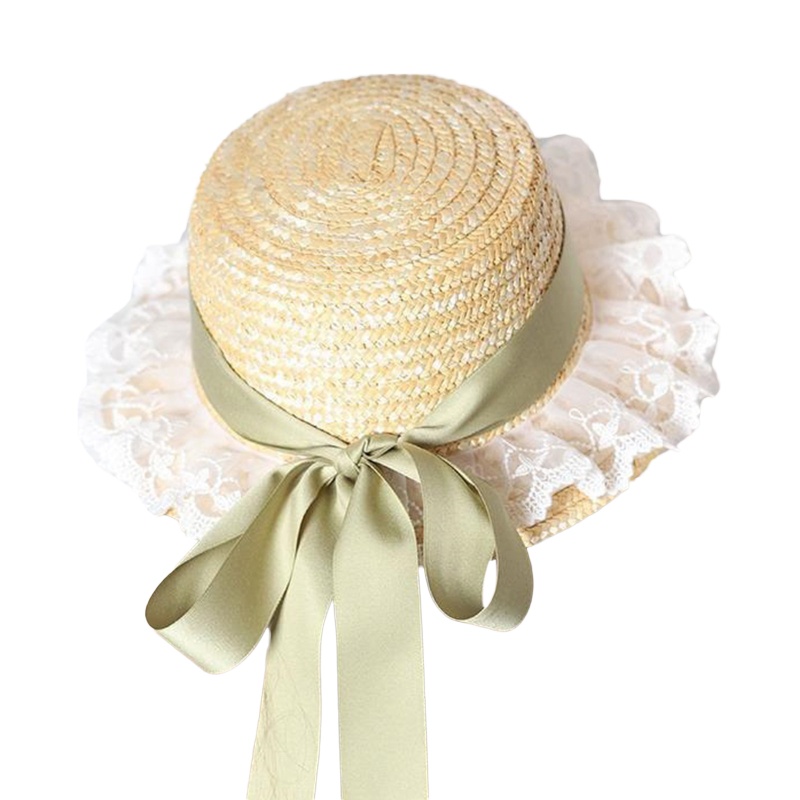 Nón Cối Rộng Vành Phối Ren Hoa Dễ Thương Thời Trang Đi Biển Mùa Hè Cho Nữ