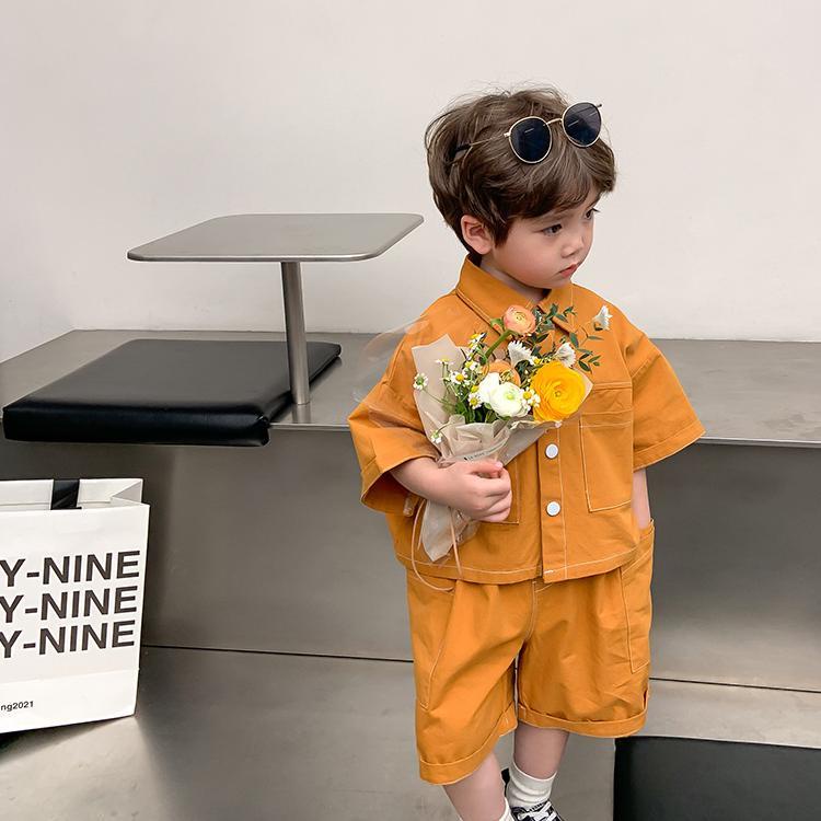 Bộ Áo Thun Tay Ngắn Và Quần Yếm Phong Cách Hàn Quốc Dành Cho Bé Trai