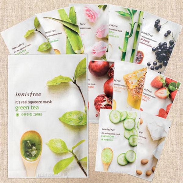 Mặt nạ giấy Innisfree 🌸FREESHIP🌸 18 Loại Chiết Xuất Mặt nạ giấy Innisfree My Real Squeeze Mask Ex