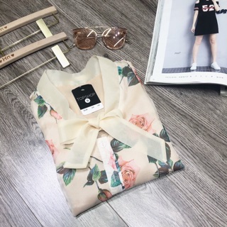 ÁO SƠ MI VOAN LỤA HOA BỒNG CỔ NƠ