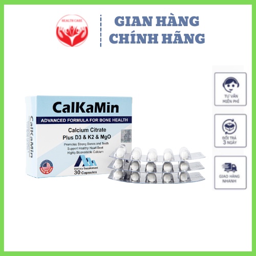 Calkamin - Bổ sung Canxi và vitamin K2, vitamin D3, hỗ trợ xương, răng chắc khoẻ - Hộp 30 viên - 𝐇𝐞𝐚𝐥𝐭𝐡 𝐂𝐚𝐫𝐞