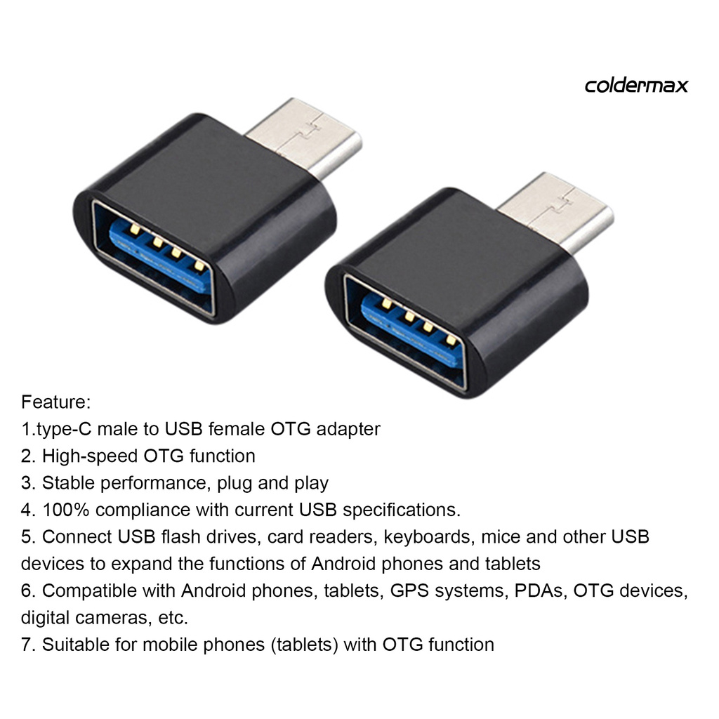  Set 2 Đầu Chuyển Đổi OTG Cổng Type-C Sang USB Nhỏ Gọn