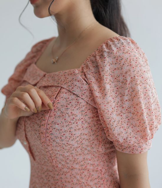 Váy cho con bú, đầm cho con ti chất voan mềm mịn che khóa tuyệt đối