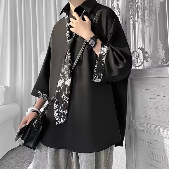 Áo Sơ Mi Nam Thời Trang Hàn Quốc Chất Lượng Cao Plus Size áo sơ mi form rộng áo sơ mi nam ngắn tay xanh lá cây áo sơ mi đẹp Có cà vạt