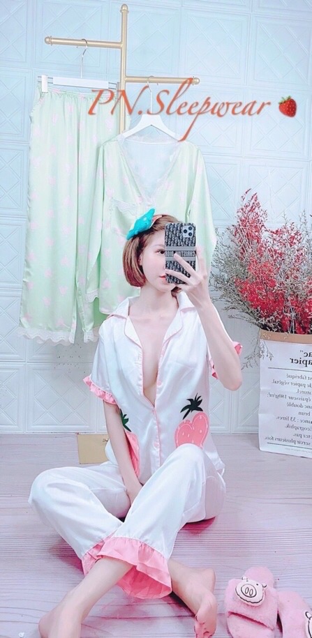 Bộ lụa  dâu satin cao cấp tay cộc | BigBuy360 - bigbuy360.vn