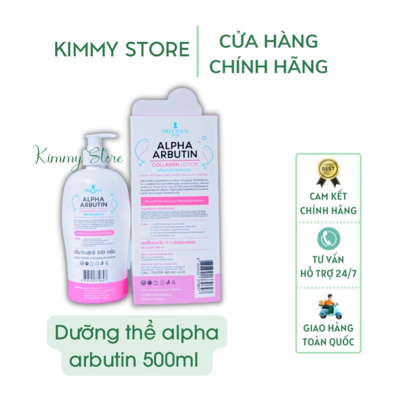 sữa dưỡng thể trắng da alpha arbutin collagen lotion chai 500ml chuẩn thái