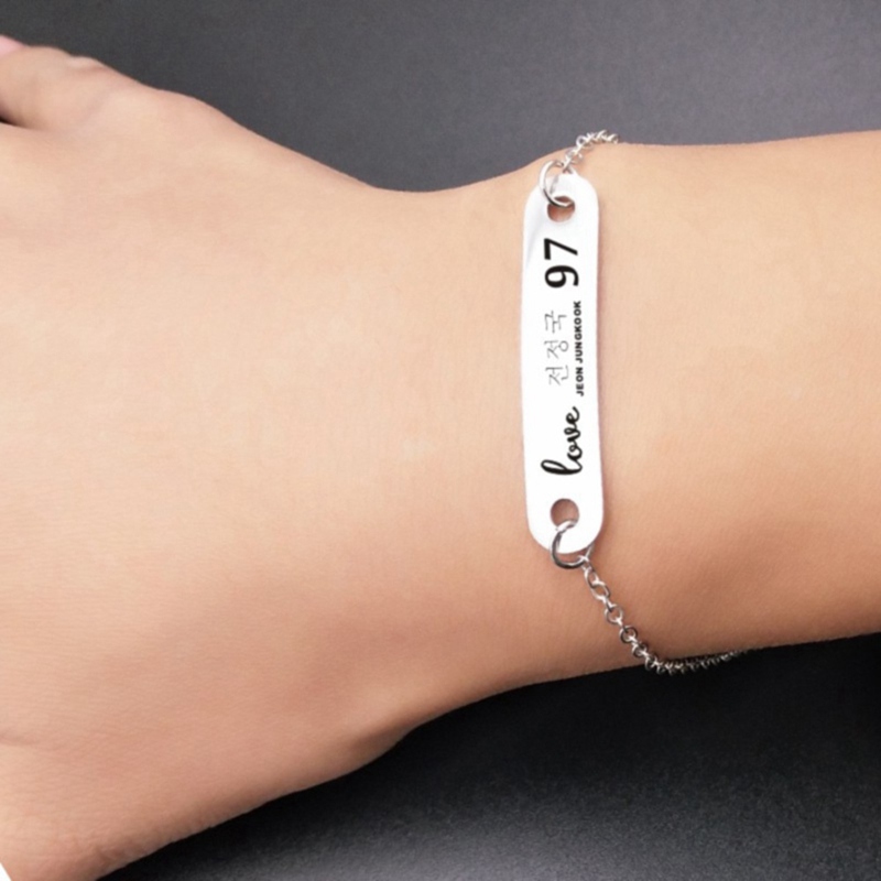 KPOP BTS Bangtan Boys Bracelet English Lettering Tag Wristband Fashion Jewelry V