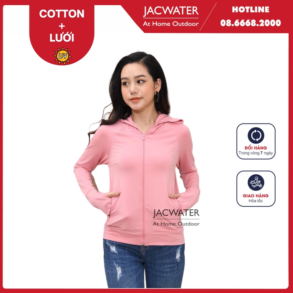 Áo chống nắng siêu nhẹ cotton phối lưới hai bên eo thoáng khí tặng túi đựng áo JACWATER V300