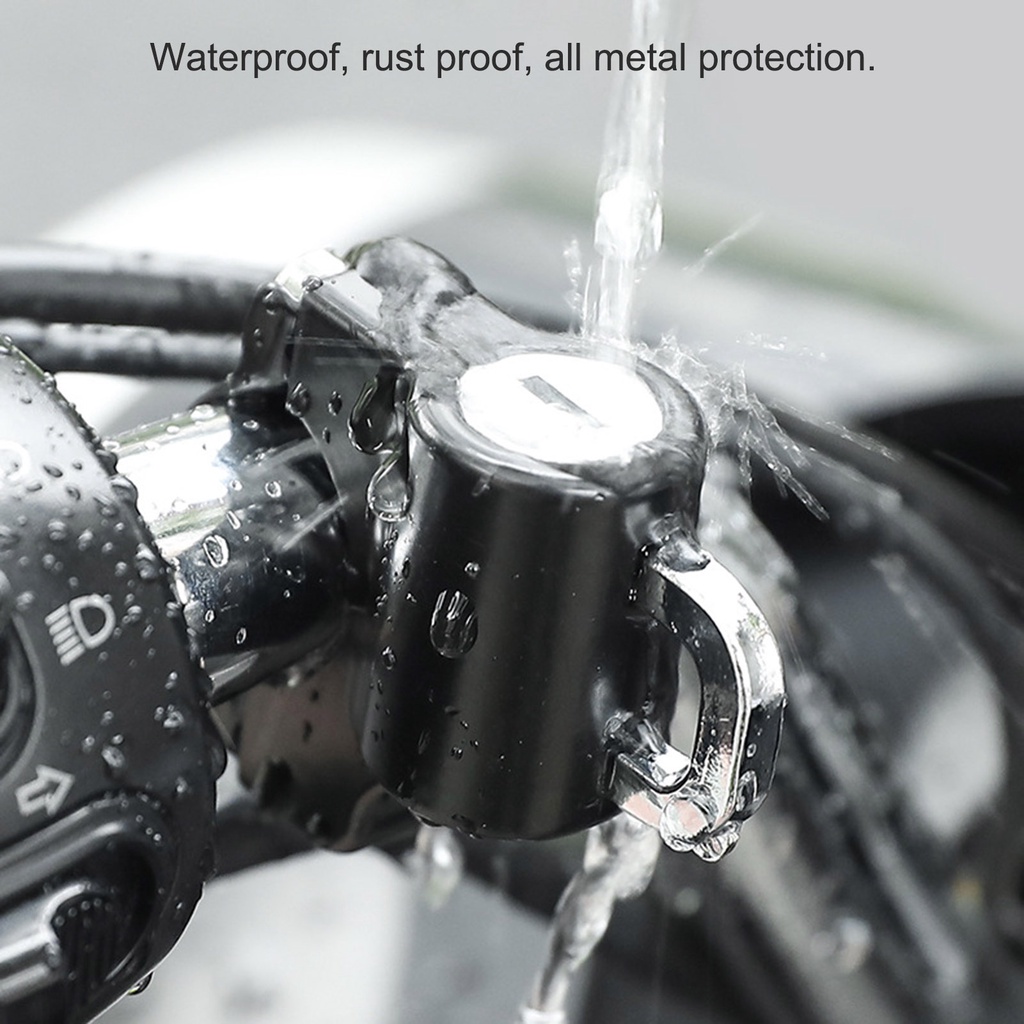 Bộ Ổ Khóa Mũ Bảo Hiểm Chống Trộm Bằng Kim Loại 22mm-28mm Màu Đen Kèm 2 Chìa Khóa