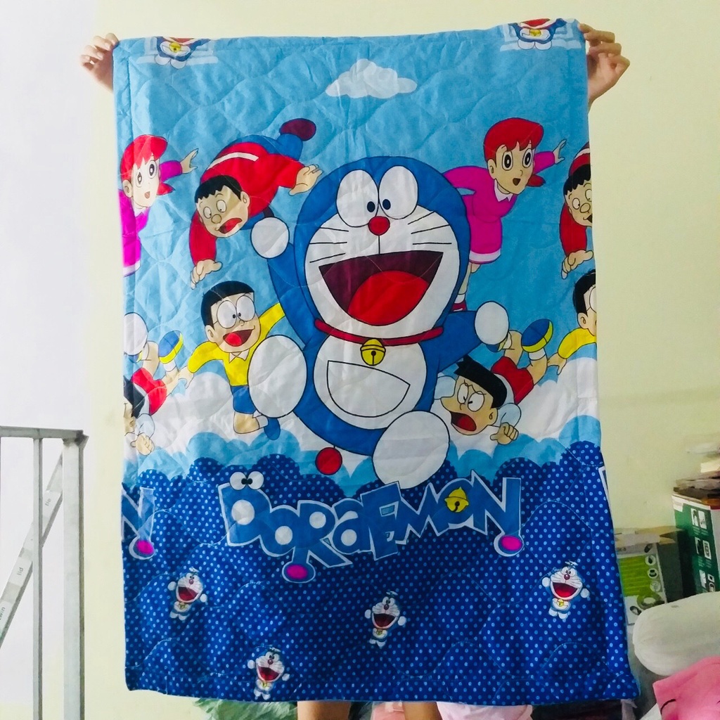 Trọn bộ 5 món Chăn Gối Cho Bé Đi Học Mẫu Doraemon (Đô rê mon) - Có bán lẻ gối ôm, chăn, gối nằm, vỏ gối Doremon