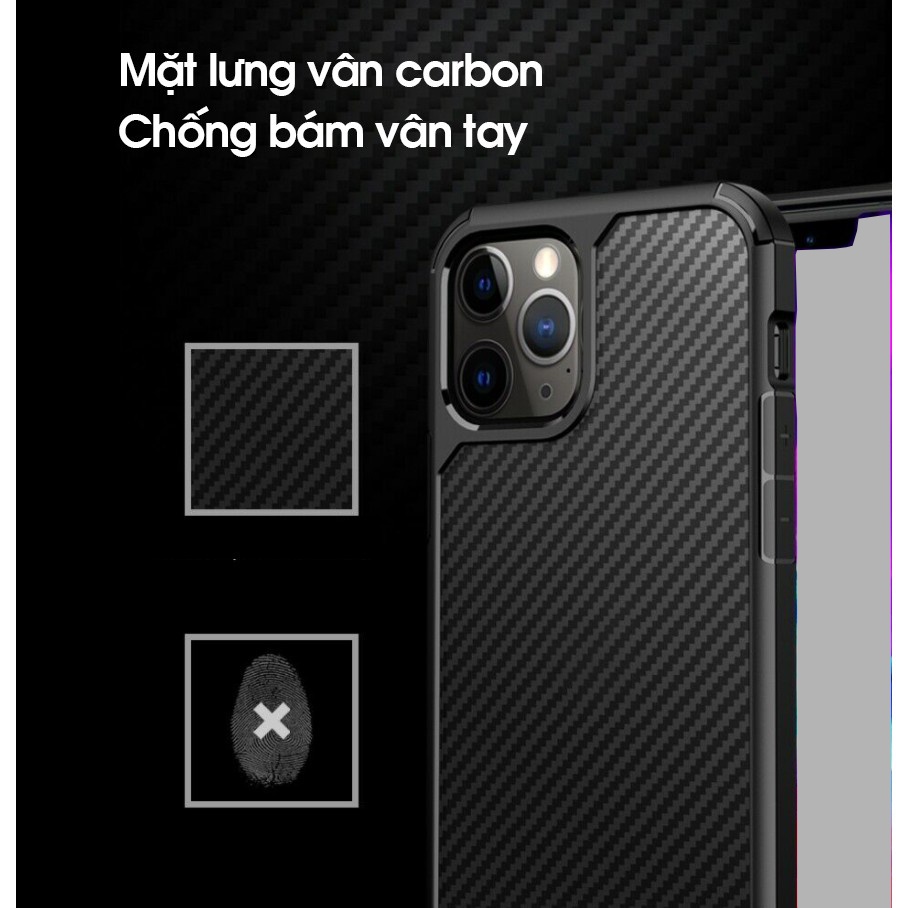 Ốp lưng IPAKY cho iPhone 15/ 15 Plus/ 15 Pro/ Max/ 14/ 14 Plus/ 14 Pro/ Max/ 13/ 12/ 11 Series - Mặt lưng CARBON TRONG