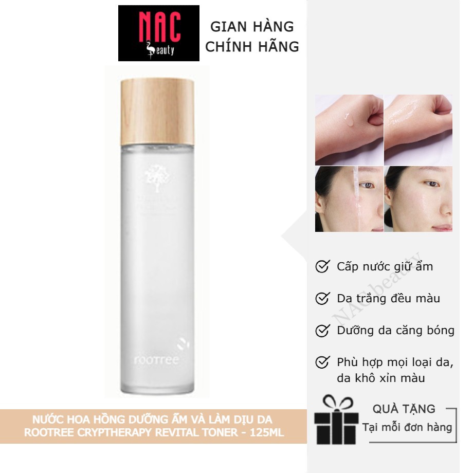 Nước Hoa Hồng Dưỡng Ẩm và Làm Dịu Da Rootree Cryptherapy Revital Toner 125ml