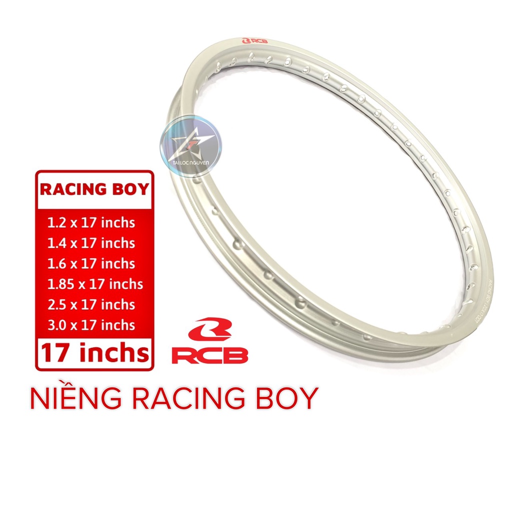 NIỀNG RACINGBOY CHÍNH HÃNG BẢN 1.6 ĐEN/BẠC (GIÁ 1 CÁI)