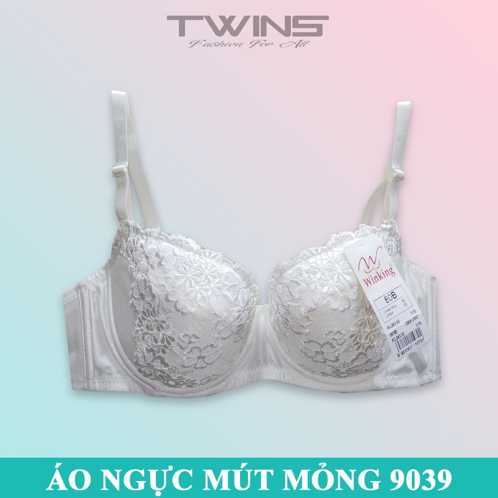 Áo ngực nữ ren nâng ngực Winking 9039 có gọng mút mỏng cúp xéo ôm ngực size 34-36-38