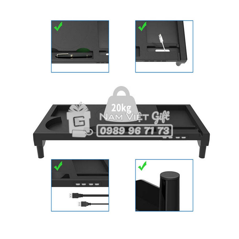 [Có Cổng Sạc USB] Giá Đỡ Điều Chỉnh Tầm Nhìn Notebook Màn Hình Máy Tính Đa Năng