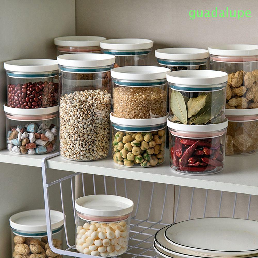 GUADALUPE 1 pcs Food Container Large Capacity Cookie Jars Kitchen Canisters Multi-size Option for Flour, Coffee, Nuts with Sealed Ring Transparent Sugar Canister Keep Fresh Storage Box/Multicolor