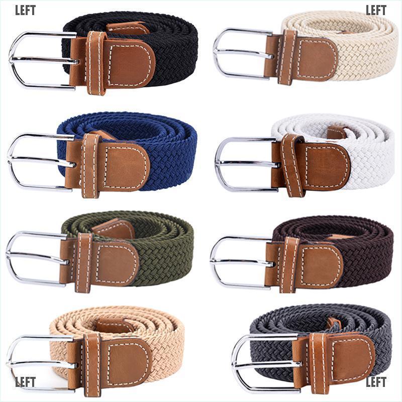 Thắt Lưng Vải Canvas Bện Co Giãn Có Khóa Cài Trái Cho Nam