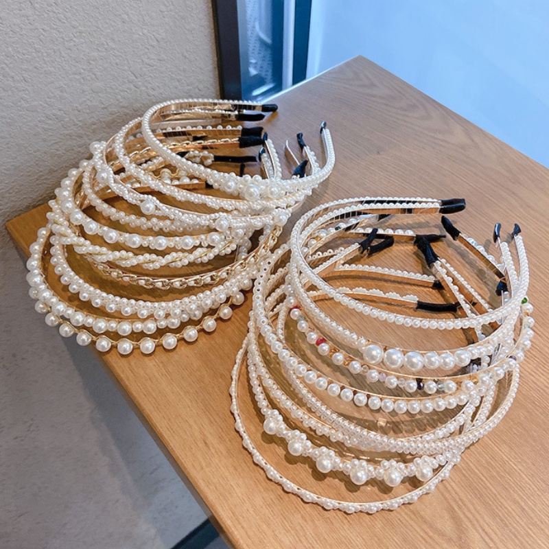 Băng Đô Cài Tóc Đính Ngọc Trai Nhân Tạo Sang Trọng Cho Nữ