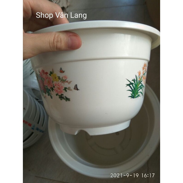 Chậu Nhựa Hoa Văn Trồng Cây 25cm x 17cm - Loại Đẹp